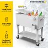 imagePermasteel 80Qt Outdoor Patio Cooler with Removable Basin Outside Beverage Cooler Cart Rolling Cooler with Wheels and Handles Stainless SteelWhite
