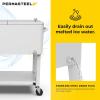 imagePermasteel 80Qt Outdoor Patio Cooler with Removable Basin Outside Beverage Cooler Cart Rolling Cooler with Wheels and Handles Stainless SteelWhite
