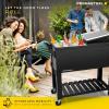 imagePermasteel 80Qt Rolling Patio Cooler with Storage Shelf Large Beverage Cart for Outdoor Entertaining Backyard Deck ampamp Parties Antique Teak Style Black  Bonus Cover
