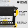 imagePermasteel 80Qt Rolling Patio Cooler with Storage Shelf Large Beverage Cart for Outdoor Entertaining Backyard Deck ampamp Parties Antique Teak Style Black  Bonus Cover