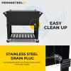 imagePermasteel 80Qt Rolling Patio Cooler with Storage Shelf Large Beverage Cart for Outdoor Entertaining Backyard Deck ampamp Parties Antique Teak Style Black  Bonus Cover