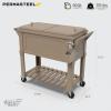 imagePermasteel 80Qt Rolling Patio Cooler with Storage Shelf Large Beverage Cart for Outdoor Entertaining Backyard Deck ampamp Parties Antique Teak Style Taupe  Bonus Cover