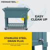 imagePermasteel 80Qt Rolling Patio Cooler with Storage Shelf Large Beverage Cart for Outdoor Entertaining Backyard Deck ampamp Parties Antique Teak Style Teal  Bonus Cover