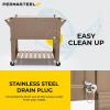 imagePermasteel 80Qt Rolling Patio Cooler with Storage Shelf Large Beverage Cart for Outdoor Entertaining Backyard Deck ampamp Parties Antique Teak Style Taupe  Bonus Cover