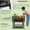 imagePermasteel SelfWatering Garden Bed Rolling Planter for Vegetables Flowers Herbs and Fruit Outdoor Indoor Caster Wheels BlueGreen
