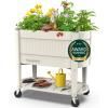 imagePermasteel SelfWatering Garden Bed Rolling Planter for Vegetables Flowers Herbs and Fruit Outdoor Indoor Caster Wheels BlueIvory