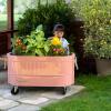 imagePermasteel SelfWatering Garden Bed Rolling Planter for Vegetables Flowers Herbs and Fruit Outdoor Indoor Caster Wheels BluePink