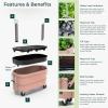 imagePermasteel SelfWatering Garden Bed Rolling Planter for Vegetables Flowers Herbs and Fruit Outdoor Indoor Caster Wheels BluePink