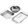 imagePermasteel 3Pc Mini Grill Baskets Cookware Set  Includes Small Grill Pan Bowl Wok and Grill Basket PAA12010SS Perfect Size for 2 Outdoor Grilling and Camping Stainless Steel
