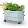 imagePermasteel SelfWatering Garden Bed Rolling Planter for Vegetables Flowers Herbs and Fruit Outdoor Indoor Caster Wheels BlueBlue