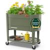 imagePermasteel SelfWatering Garden Bed Rolling Planter for Vegetables Flowers Herbs and Fruit Outdoor Indoor Caster Wheels BlueGreen