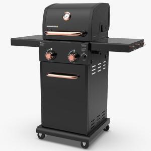 imagePermasteel 2Burner Propane Gas Grill BBQ Grill with Foldable Side Tables ampamp Tool Hooks Perfect for Outdoor Cooking Patio ampamp Garden CopperBlackCopper