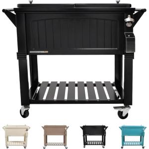 imagePermasteel PS203F1BLKAM 80 Quart Portable Rolling Patio Cooler BlackBlack