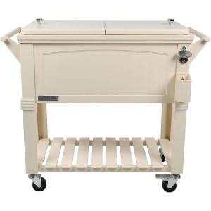 imagePermasteel PS203F1BLKAM 80 Quart Portable Rolling Patio Cooler BlackWhite