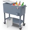imagePermasteel 80 Quart Party Cooler Rolling Ice Chest with Wheels and Handles for Indoor Outdoor PatioBlue