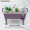 imagePermasteel 80 Quart Party Cooler Rolling Ice Chest with Wheels and Handles for Indoor Outdoor PatioPurple