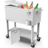 imagePermasteel 80 Quart Party Cooler Rolling Ice Chest with Wheels and Handles for Indoor Outdoor PatioWhite