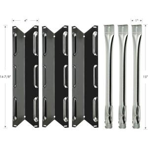image:imagePermasteel PP20301BHAM 3 Grill Replacement Parts Burners and Flame Tamers Included Black and Stainless Steel