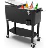 image:imagePermasteel Party Cooler with Divider Spacious 80Qt Capacity Chills 36hrs Serving Tray Rolling Ice Chest for Indoor and Outdoor EntertainmentBlack