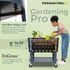 image:imagePermasteel Raised Garden Bed with Legs 402037 in Planter Box with EnGrow TrueSoil Technology for Vegetables Flowers Herbs and Fruit Outdoor Indoor Storage Shelf Wood BrownNavy Blue
