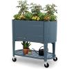 image:imagePermasteel Raised Garden Bed with Legs 402037 in Planter Box with EnGrow TrueSoil Technology for Vegetables Flowers Herbs and Fruit Outdoor Indoor Storage Shelf Wood BrownNavy Blue