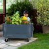 image:imagePermasteel Raised Garden Bed with Legs 402037 in Planter Box with EnGrow TrueSoil Technology for Vegetables Flowers Herbs and Fruit Outdoor Indoor Storage Shelf Wood BrownNavy Blue