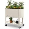 image:imagePermasteel Raised Garden Bed with Legs 402037 in Planter Box with EnGrow TrueSoil Technology for Vegetables Flowers Herbs and Fruit Outdoor Indoor Storage Shelf Wood BrownIvory