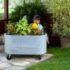 image:imagePermasteel Raised Garden Bed with Legs 402037 in Planter Box with EnGrow TrueSoil Technology for Vegetables Flowers Herbs and Fruit Outdoor Indoor Storage Shelf Wood BrownBlue