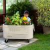 image:imagePermasteel Raised Garden Bed with Legs 402037 in Planter Box with EnGrow TrueSoil Technology for Vegetables Flowers Herbs and Fruit Outdoor Indoor Storage Shelf Wood BrownIvory