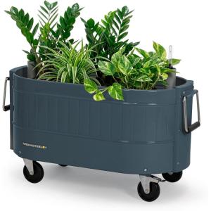 image:imagePermasteel Raised Garden Bed with Legs 402037 in Planter Box with EnGrow TrueSoil Technology for Vegetables Flowers Herbs and Fruit Outdoor Indoor Storage Shelf Wood BrownNavy Blue