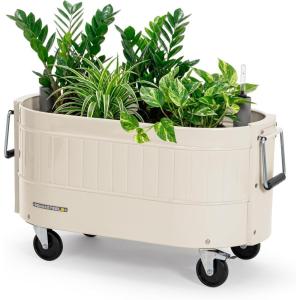 image:imagePermasteel Raised Garden Bed with Legs 402037 in Planter Box with EnGrow TrueSoil Technology for Vegetables Flowers Herbs and Fruit Outdoor Indoor Storage Shelf Wood BrownIvory